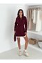 Polo Neck Hair Braided Line Detailed Knitwear Skirt Suit - 5