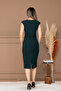 Double Fabric Design Pencil Dress - Emerald Green - 7
