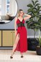 Long Red Nightgown with Side Slits and Lace - 2