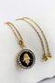 Stainless Steel Necklace with Shiny Stone Hamse Hand Figure (60 cm)
