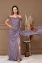 Glitter Fabric Evening Dress with Underwire Detail - Lila - 6
