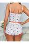 Arias Closet White Strawberry Patterned Suspender Shorts Pajama Set - 2