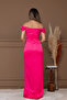 Satin Draped Off-Shoulder Long Evening Dress - Fuchsia - 8