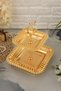 Melis Luxury Gold Stainless Metal Presentation and Serving Tray Decorative Footed Two-Tier Treat Tray - 6