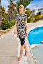 Black Semi-Covered Swimsuit |   Hidden Zipper, Water Repellent Fabric, Upf50+ Protection H2505 - 4