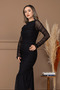 Tulle Fabric Gather Detailed Pencil Dress - Black - 3