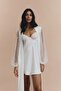 Silky Satin Long Bridal Robe with Pearl Detail Sleeves - 5