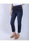 Women's Navy Blue Cut Leg Boy Fit Jean Jeans - 6