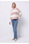 Regular Fit Round Neck Striped Women's Pink Sweater - 3