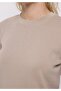 Regular Fit Round Neck Plain Women's Beige Long Sleeve T-Shirt - 4