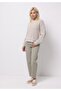 Regular Fit Round Neck Striped Women's Ecru Sweater - 3
