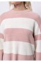 Regular Fit Round Neck Striped Women's Pink Sweater - 4