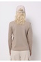 Regular Fit Round Neck Plain Women's Beige Long Sleeve T-Shirt - 2