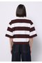 Regular Fit Polo Neck Striped Women's Purple Short Sleeve T-Shirt - 2