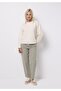 Regular Fit Round Neck Jacquard Women's Ecru Long Sleeve T-Shirt - 3