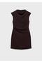 Drawstring Draped Neckline Dress - 3