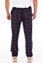 Cotton Pocket Plaid Printed Elastic Waist Stylish and Comfortable Men's Pajama Bottoms Navy Blue-Red 2B - 3
