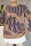 Round Crew Neck Long Sleeve Knitted Bowknot Jacquard Pattern Winter Stylish Knitwear Sweater - 4