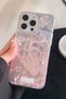 Apple iPhone 16 Pro Max Compatible Hologram Pink Heart Pattern Silicone Case Shockproof, Cover - 4