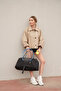 Lorenza Sterling Black Crinkle Fabric Sports and Travel Bag with Shoe Compartment, Front Pocket and Waterproof Shoulder Strap - 4