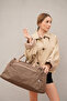 Lorenza Sterling Mink Crinkle Fabric Sports and Travel Bag with Shoe Compartment, Front Pocket and Waterproof Shoulder Strap - 6