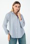 Women's Navy Blue Striped Pocket Long Sleeve Shirt – Stylish and Comfortable Office & Casual Combination