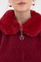 Burgundy Collar Fur Detailed Women's Cardigan 6680 - 4