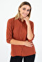 Women's Brick Color Sleeve Fold Stylish and Modern Shirt- Classic - 3