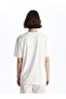 Xside Ecru Crew Neck Printed Short Sleeve Women's T-Shirt - 5