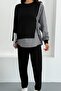 Women's Striped Shirt Detail Side-Tie Long Sleeve Straight Leg Bottom-Top Modal Set - 2