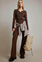 تي شيرت نسائي بأكمام طويلة من Coool Fitted Basic Plain Ribana بني E7680AX/BN539 - 4