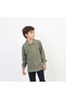 Unisex Khaki Long Sleeve Polo Neck T-Shirt - School T-Shirt - 3