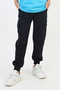 Unisex Printed Ribbed Cargo Pocket Dark Blue Tracksuit Bottoms School Tracksuit - 7
