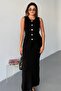 Women's Gold Shaped Button Detailed Knitwear Vest Skirt Stylish Set - 5