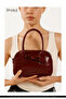 Crinkle Textured Burgundy Shk217 Bow Faux Leather, Single Compartment, Zippered, Hand, Arm and Shoulder Bag - 6