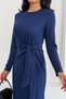 Women's Long Sleeve Long Modal Dress with Tie Front Detail - 6