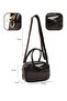 Crinkle Textured Brown Shk217 Bow Faux Leather, Single Compartment, Zippered, Hand, Arm and Shoulder Bag - 4