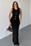 Women's Gold Shaped Button Detailed Knitwear Vest Skirt Stylish Set