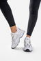 Women Men Unisex White Silver Sports Shoes Sneaker - 6