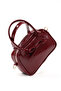 Crinkle Textured Burgundy Shk217 Bow Faux Leather, Single Compartment, Zippered, Hand, Arm and Shoulder Bag - 8