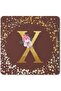2 Pack Designer Leather Coasters Mat for Beverage Drinks- Custom Monogram Initial Letter F