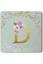 2 Pack Designer Leather Coasters Mat for Beverage Drinks - Custom Monogram Initial Letter