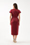 Women's Burgundy Slim Fit Slit Midi Satin Dress - 5
