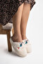 Women's Cream Cat Figured Plush House Slippers Non-Slip Silent Sole - 2