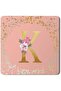 2 Pack Designer Leather Coasters Mat for Beverage Drinks- Custom Monogram Initial Letter F