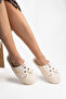 Women's Cream Panda Figured Plush House Slippers Non-Slip Silent Sole Slippers