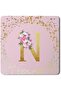 2 Pack Designer Leather Coasters Mat for Beverage Drinks - Custom Monogram Initial Letter