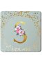 2 Pack Designer Leather Coasters Mat for Beverage Drinks - Custom Monogram Initial Letter