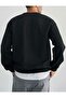 Black Plain Crew Neck Sweatshirt - 2