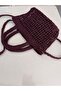 Plum Color Mesh Knitted Bag Knitted Handle Mini Bag Unlined - 4